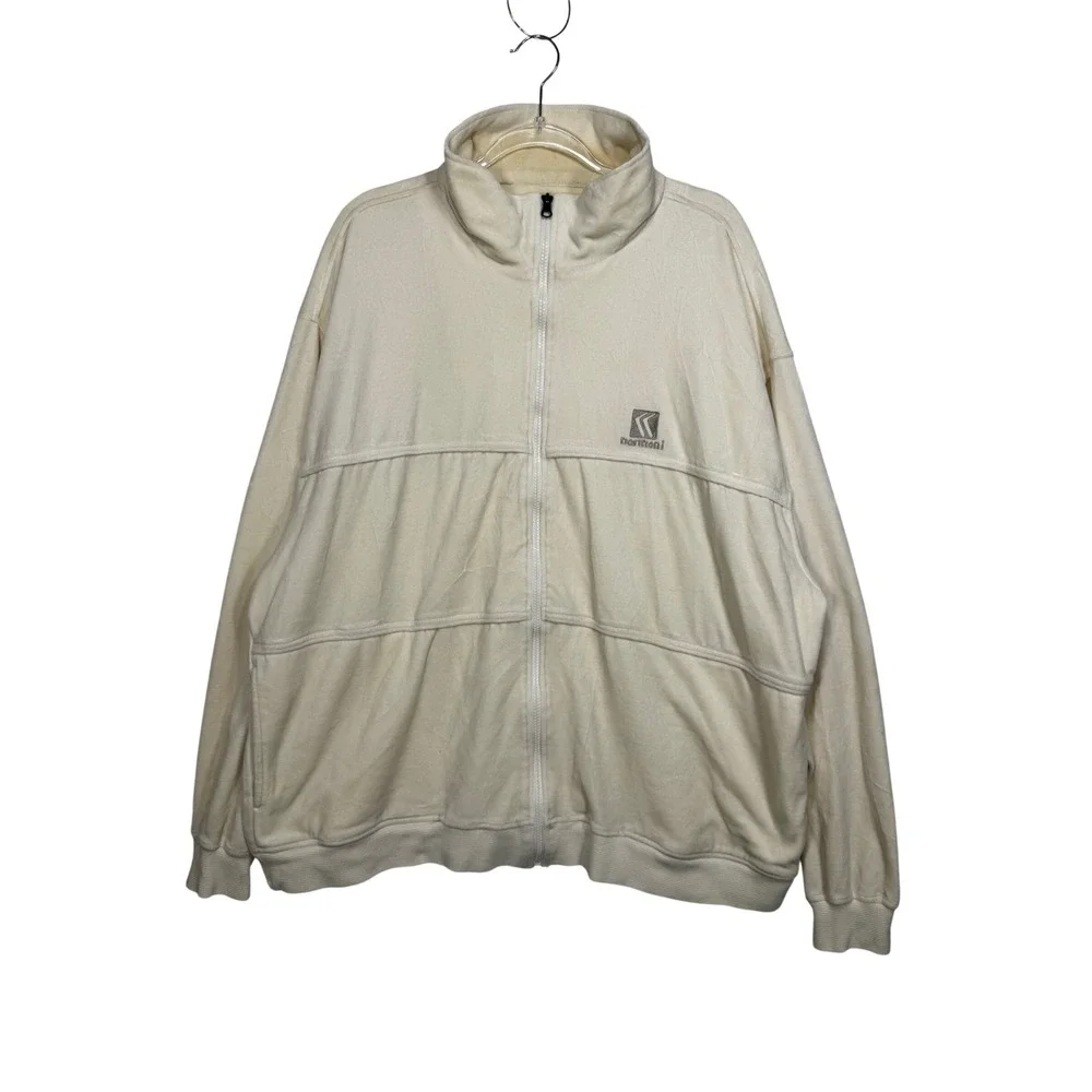 Karl Kani Velour Track Jacket Mens XXL Cream Full Zip Embroidered Excellent